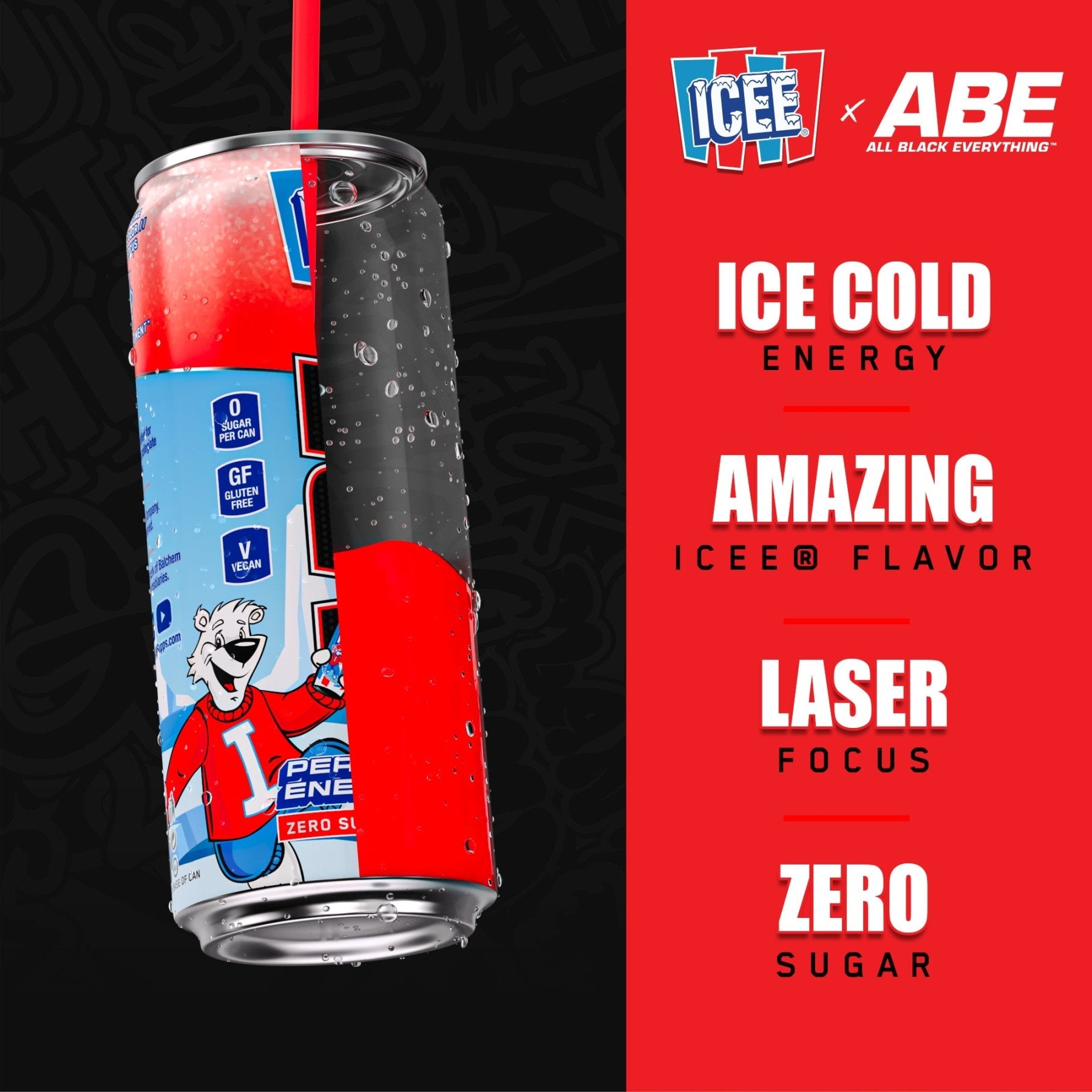 ABE x ICEE® Performance Pre - Workout Drink - Cherry - 12 Pack - AN Supps