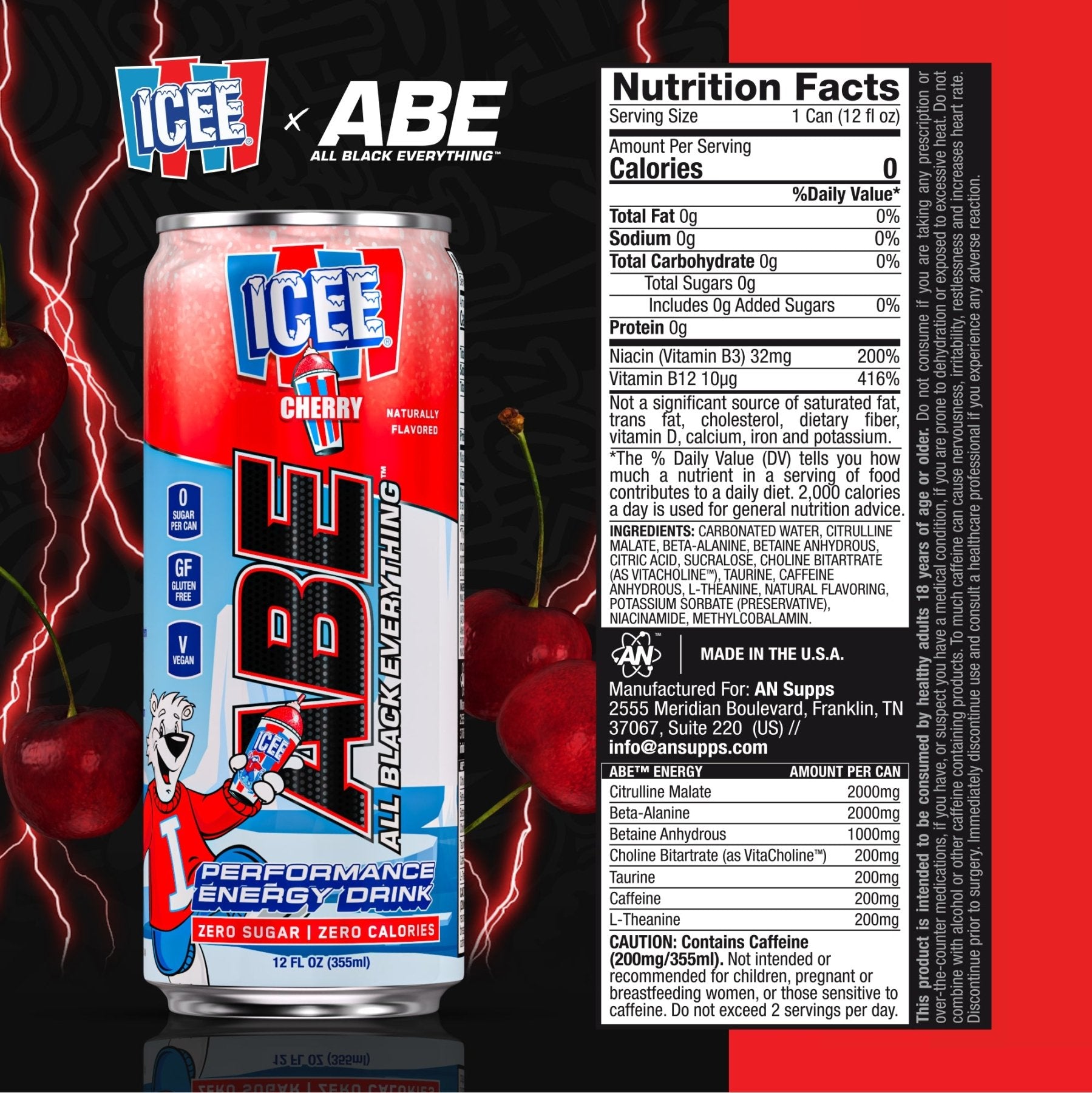 ABE x ICEE® Performance Pre-Workout Drink - Cherry - 12 Pack – AN