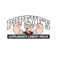 Popeye logo with text 'Popeye's Supplements Lowest Prices' on a white background